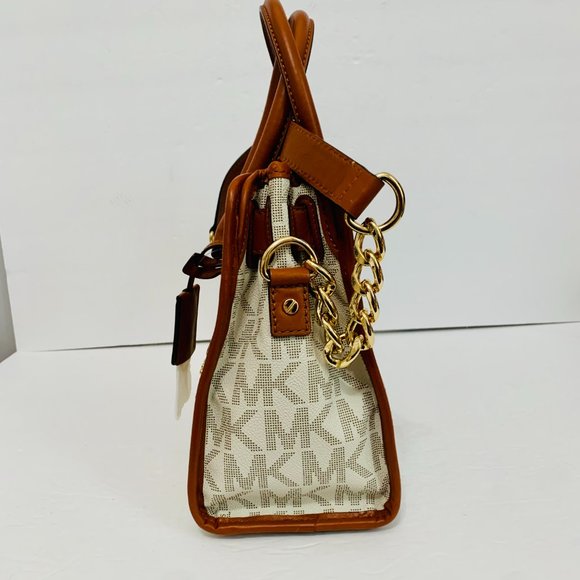 MICHAEL KORS HAMILTON STUDDED VANILLA AND GOLD SATCHEL WITH DUST BAG - Picture 6 of 14